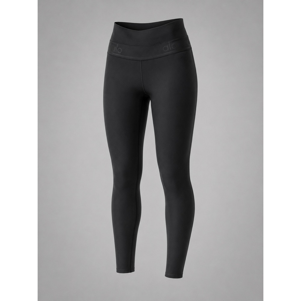 Alo Yoga Women Black Logo Waistband High Rise Vapor Leggings Sm W5512R VN3158r